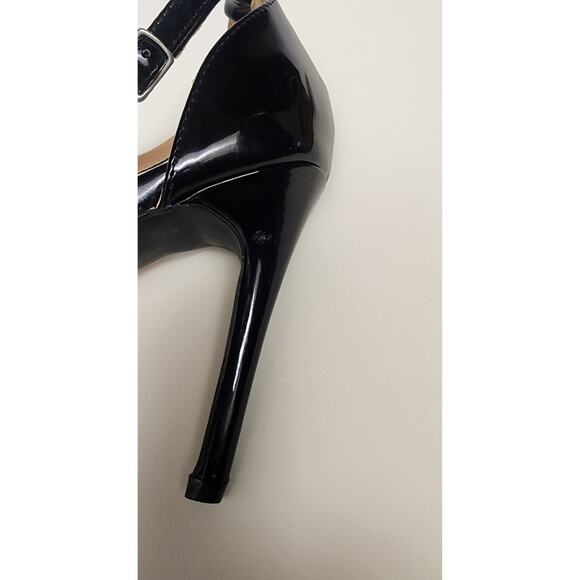 CHARLES ALBERT TESSA BLACK FAUX LEATHER ANKLE STRAP PUMP HEEL SHOES SIZE US 10 - Picture 7 of 9